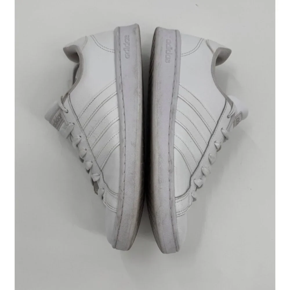 Adidas Grand Court White Leather Sneakers Mens Sz 9 Lace-Up Casual Shoes